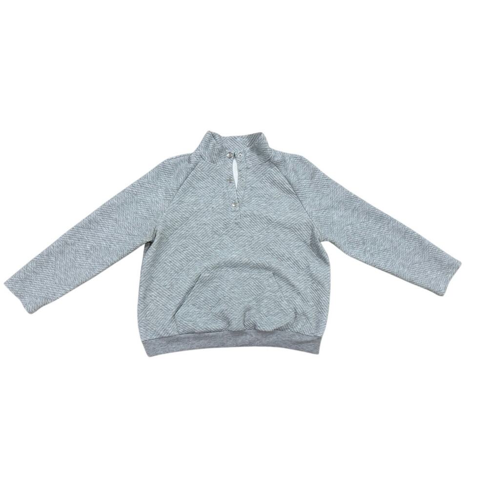 SHEIN Women's Size Large Grey Quarter-Zip Mock Neck Pullover Sweatshirt Top